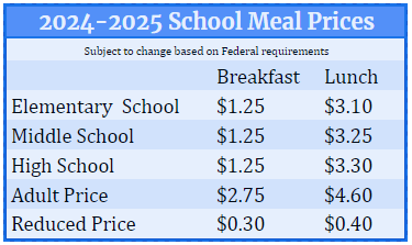 24-25 School Meal Prices